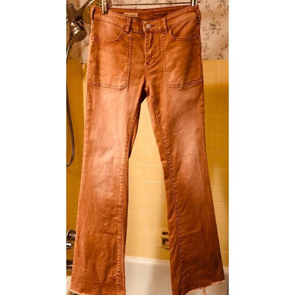Anthropologie Pilcro The Low-Rise Icon Flare Jeans Burnt Bronze Size 25 - Picture 10 of 10